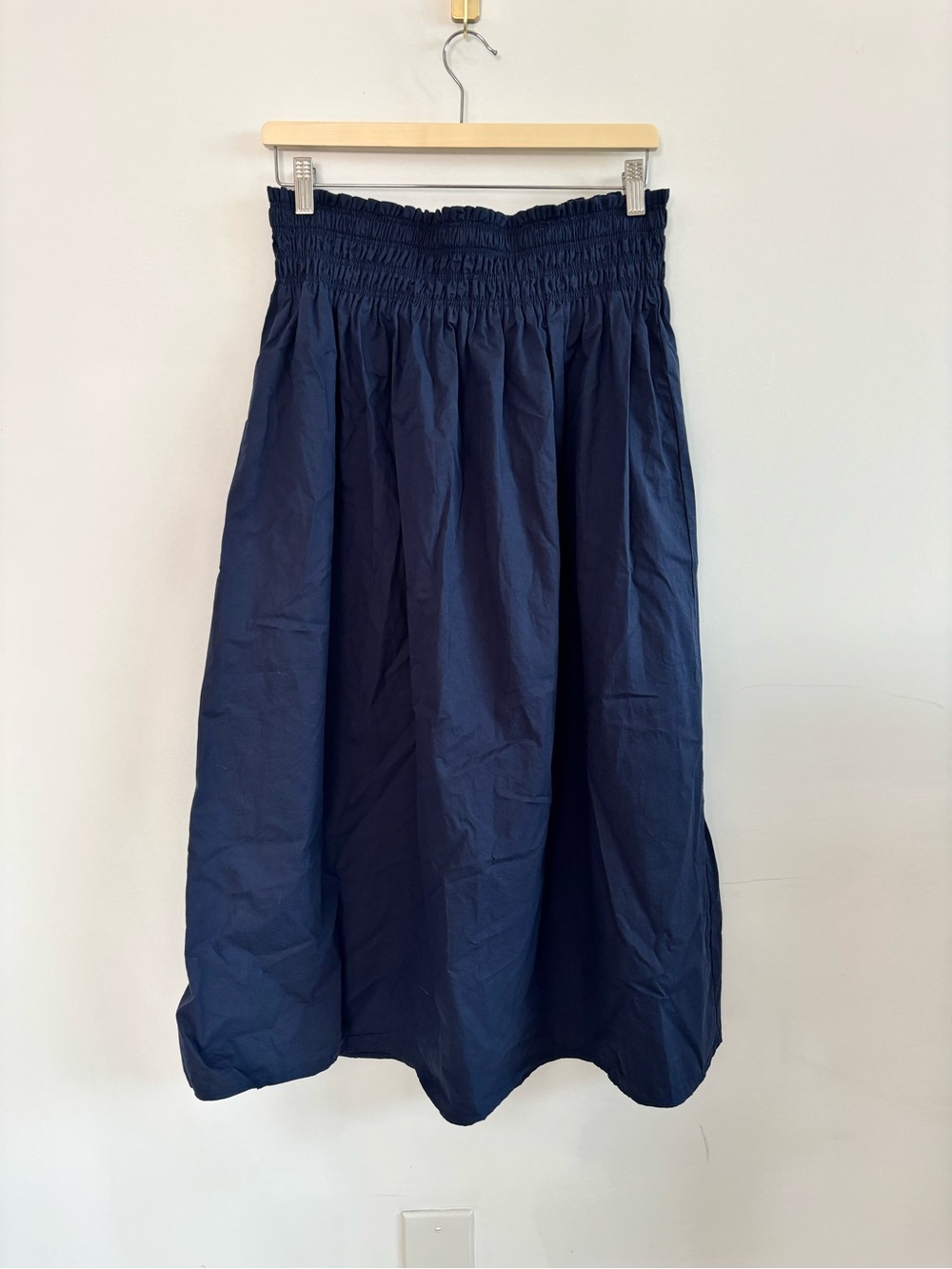Women’s Classic Navy Smocked Waist Midi Skirt- 100% Cotton- Penningtons-Size 1X